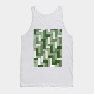 Olive Green Brick Geometric Art Pattern Tank Top